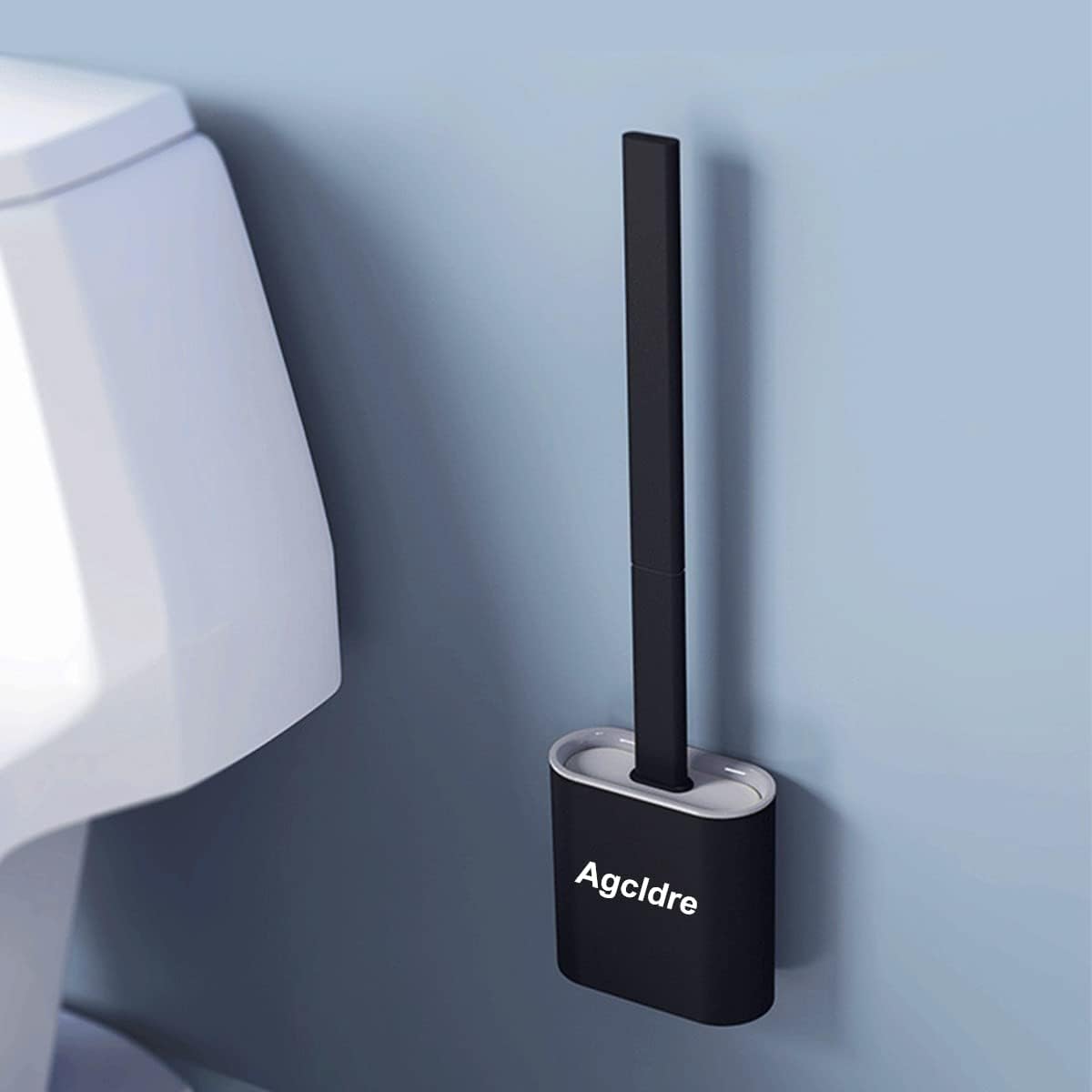 Toilet Brush with Holder Silicone Toilet Brush and Cleaning Brush for Household Bathroom Toliet Brush Set (Black,Black)