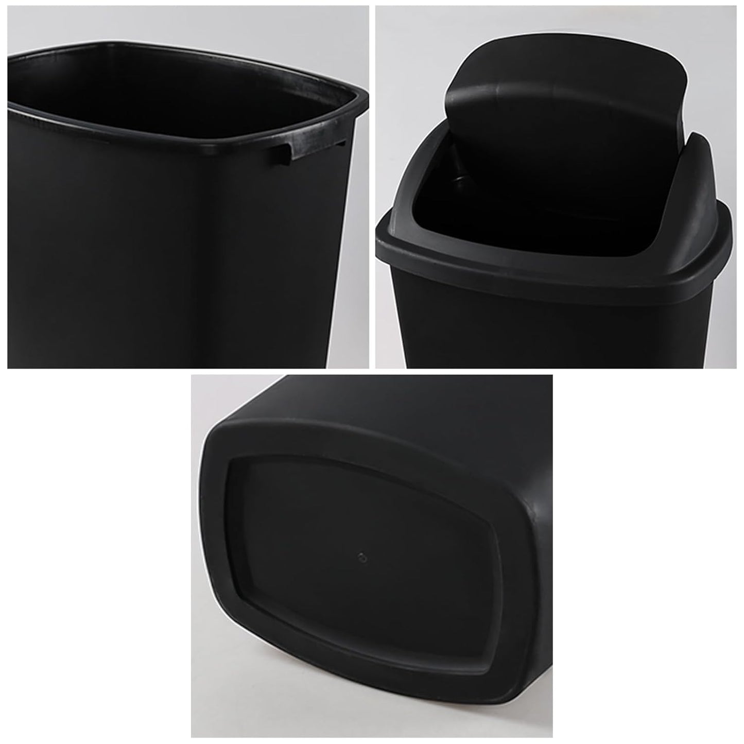 19 Gallon Kitchen Waste Bin, Large Plastic Trash Can, Black, Holds 70 Liters