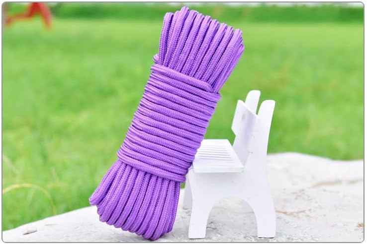 2 Pcs Diamond Braided Rope Clothes Hanging String Indoor Utility Clotheslines for Tie Pull Knot Camping Outdoor Purple 10M