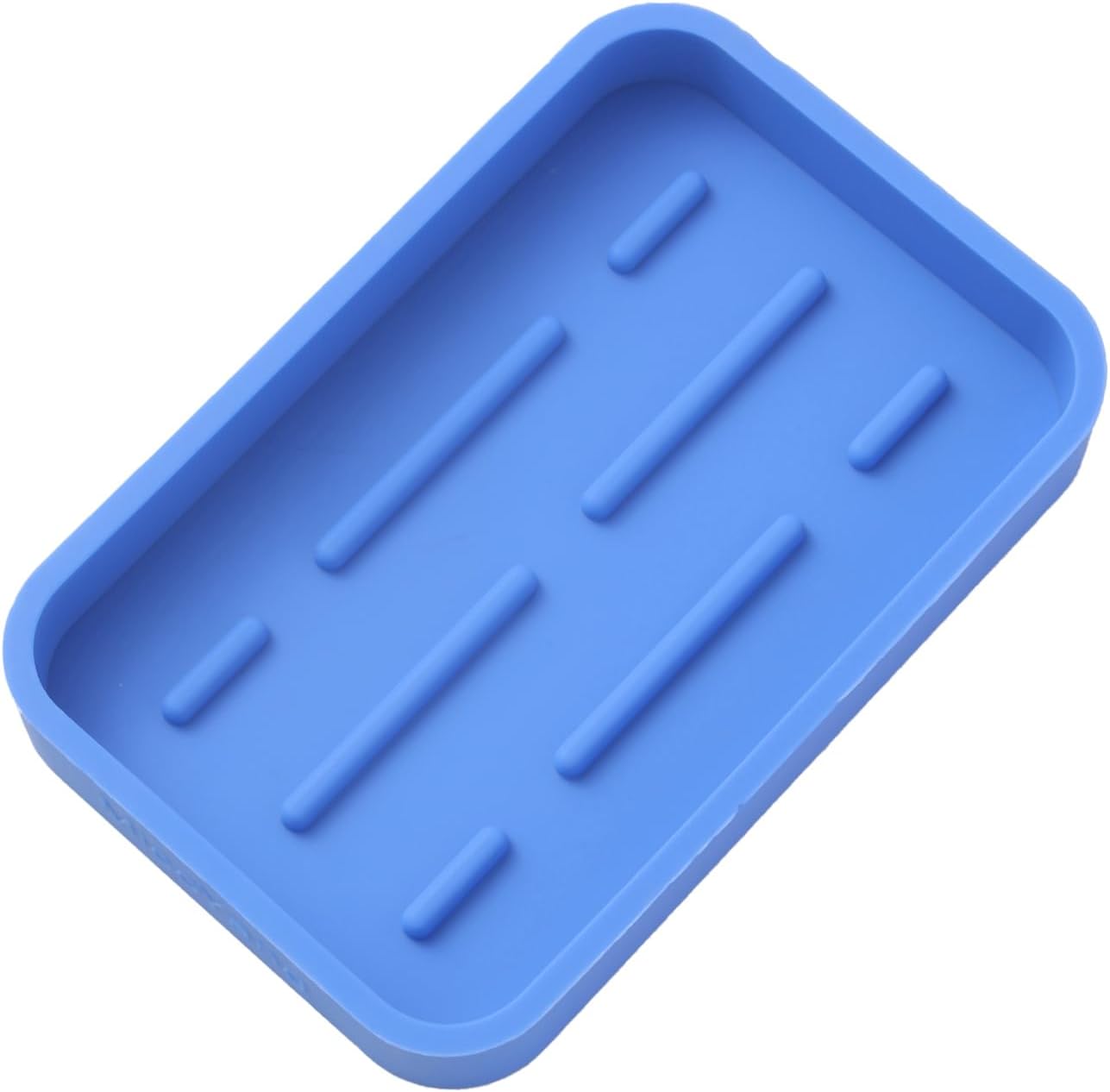Silicone Kitchen Sink Organizer Tray for Multiple Usage,Easy Clean Sponges Holder for Kitchen Bathroom Counter or Sink,Dish Soap Dispenser,Scrubber,Bottle,Cup Lichen Blue 4.9”x 3.2”