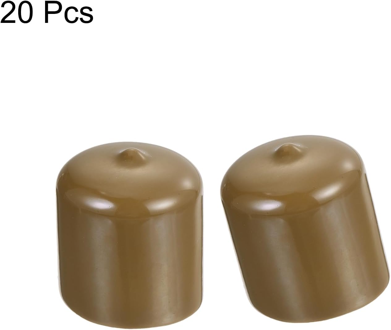 uxcell 20pcs Rubber End Caps 31mm(1 1/4") ID Vinyl PVC Round Tube Bolt Cap Cover Screw Thread Protectors Light Brown