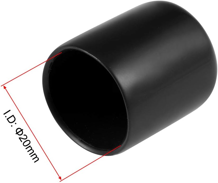 uxcell 20pcs Rubber End Caps 20mm ID Vinyl Round Tube Bolt Cap Cover Thread Protectors Black