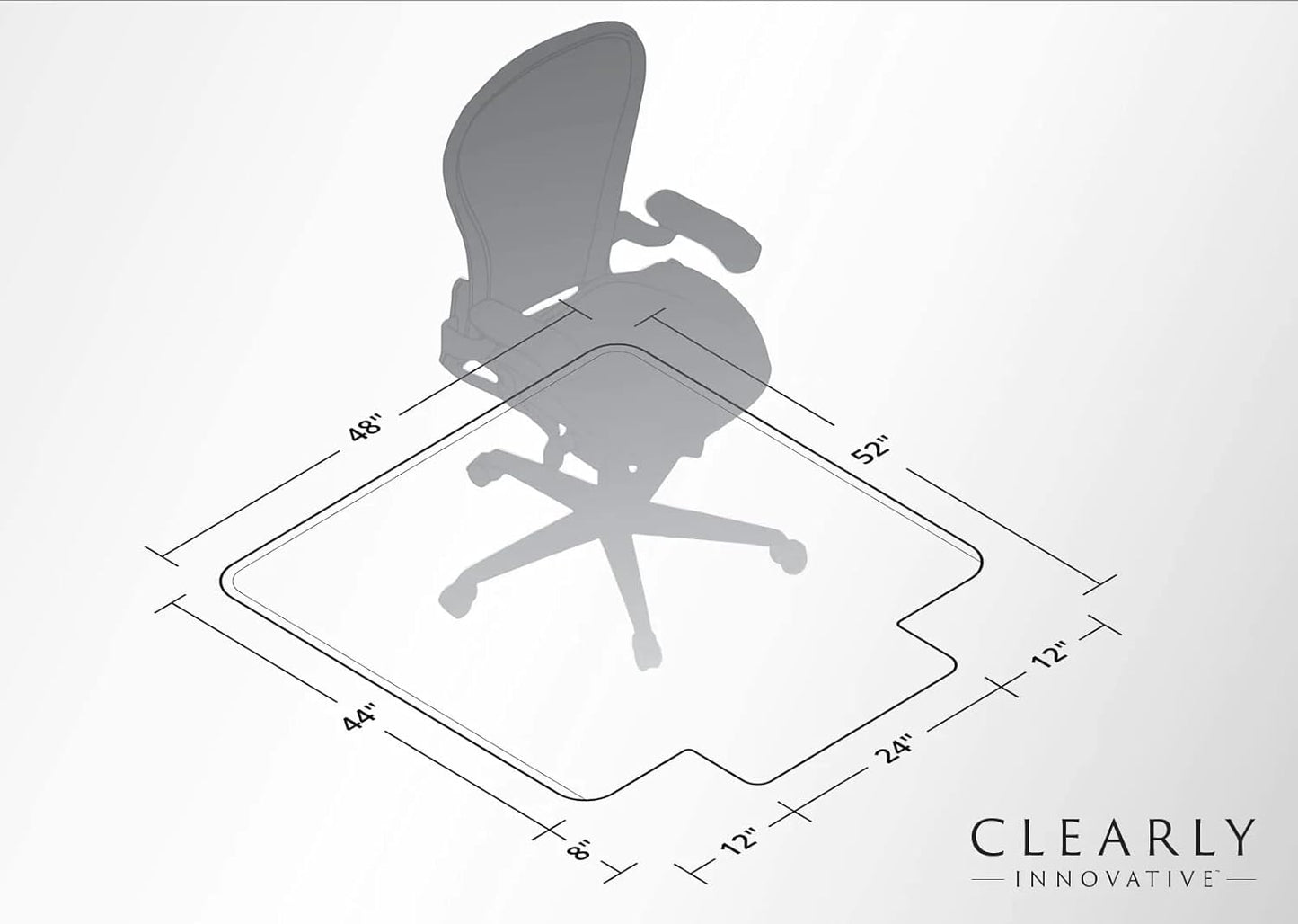 Exclusive Beveled Edge Glass Chair Mat for a Smooth Glide and Easy Roll On/Off by Clearly Innovative, Ultimate Office Chair Mat for Carpet or Hardwood Floor, 48x52 Tabbed