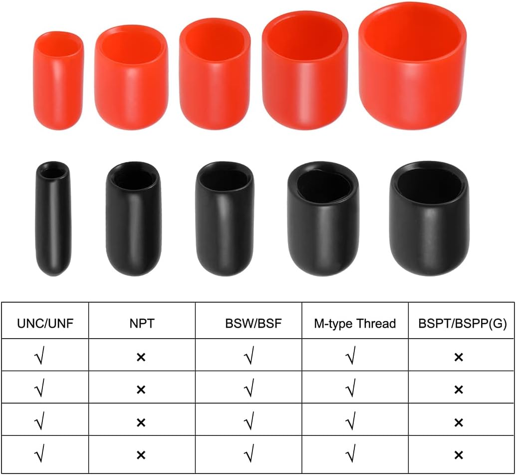 uxcell 20pcs Rubber End Caps 1/4"(6mm) ID Vinyl Round Tube Bolt Cap Cover Thread Protectors Black