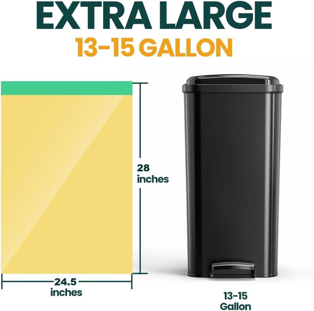 13 Gallon Trash Bags with Drawstrings, 80 Bags Made from 50% Recycled Plastic, Leakproof and Tear-Resistant, Tall Kitchen Garbage Bags for Home and Office