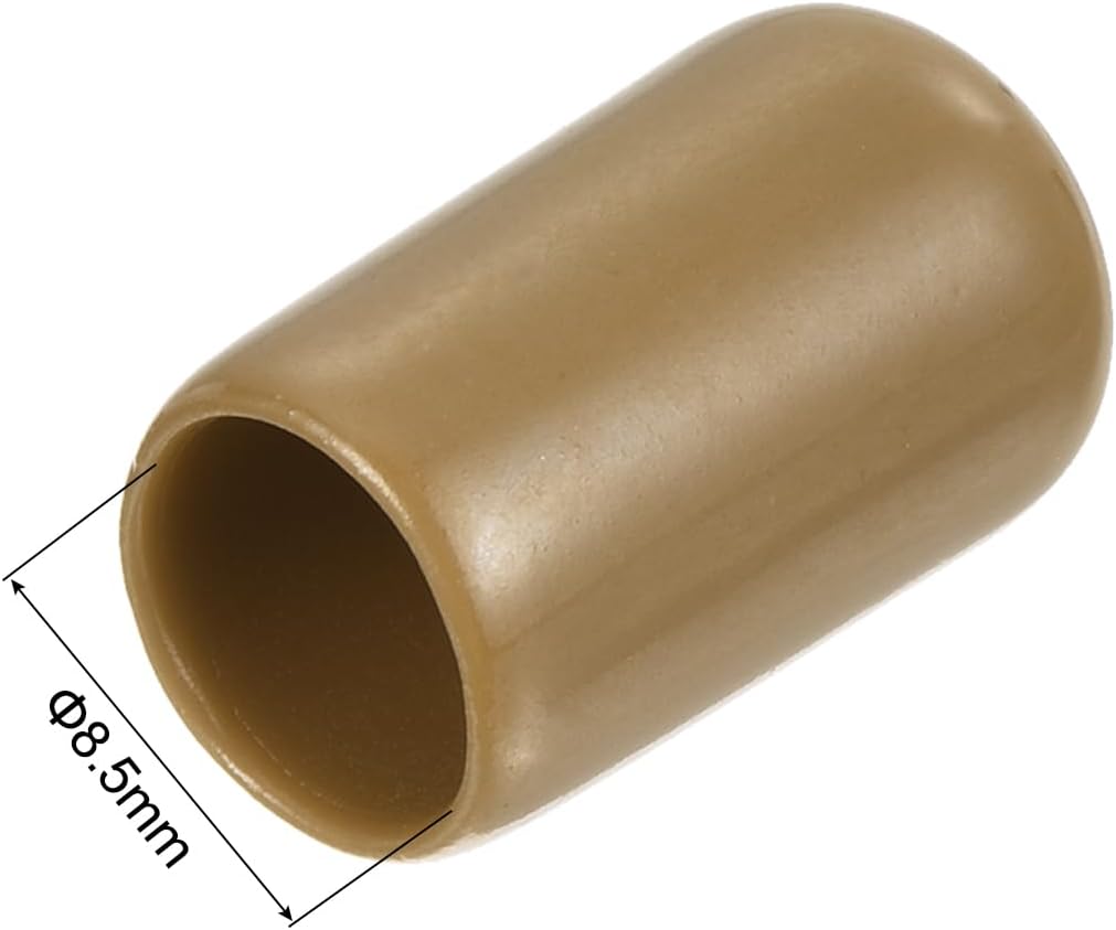 uxcell 20pcs Rubber End Caps 8.5mm ID Vinyl PVC Round Tube Bolt Cap Cover Screw Thread Protectors Light Brown