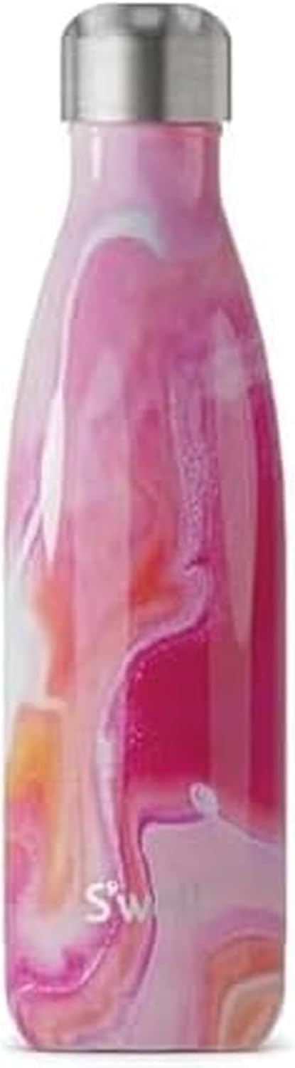 S'well Stainless Steel Water Bottle, 17oz, Rose Agate, Triple Layered Vacuum Insulated Containers Keeps Drinks Cold for 36 Hours and Hot for 18, BPA Free, Perfect for On the Go