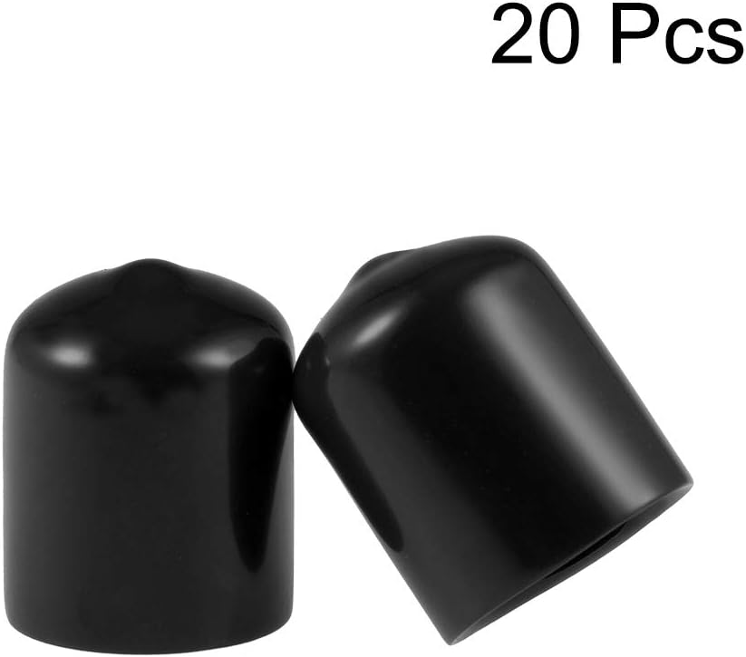 uxcell 20pcs Rubber End Caps 19mm ID Vinyl Round Tube Bolt Cap Cover Thread Protectors Black