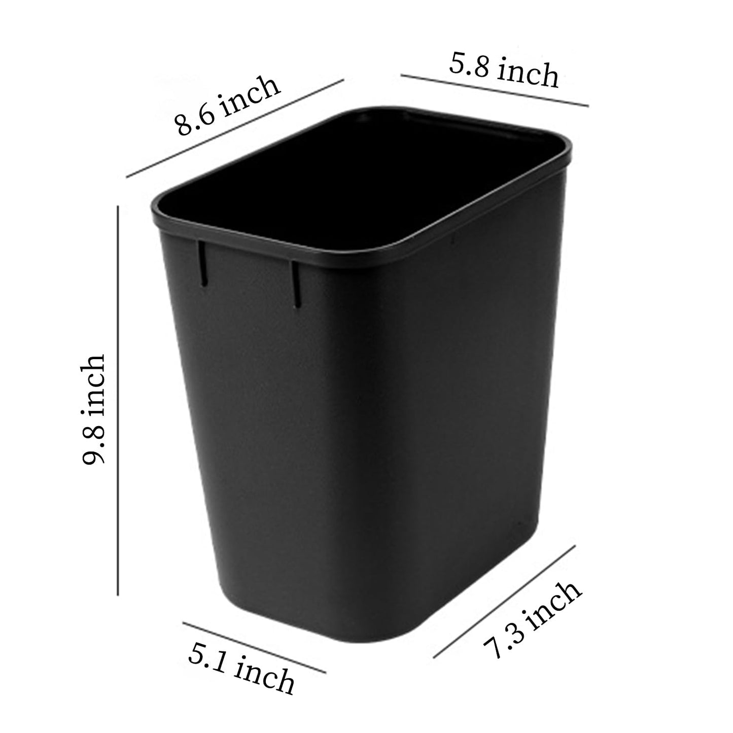 Black Small Trash Can 4Pack, 2Gallon/8 L Plastic Office Trash Can Garbage Can Under Desk, Trash Cans for Bedroom, Office and Kitchen, Bathroom Trash Can Fits Narrow Space, Plastic Trash Can