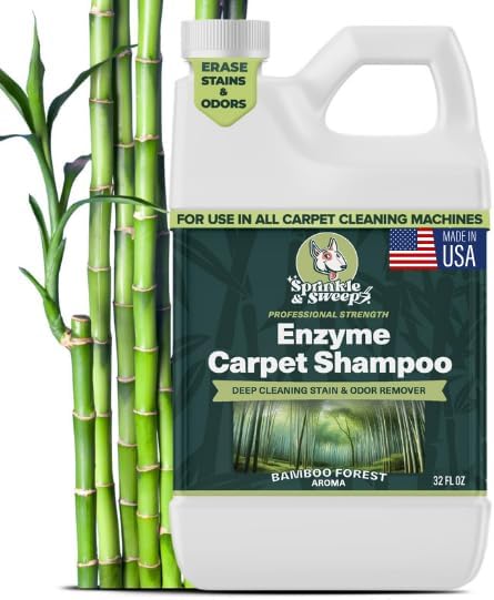 Enzyme Carpet Cleaner - Enzyme Carpet Shampoo (32oz) - Carpet Cleaner Solution to Eliminate Tough Stains & Neutralize Odors - Removes Dog, Cat, All Pets Urine- Use with All Machines