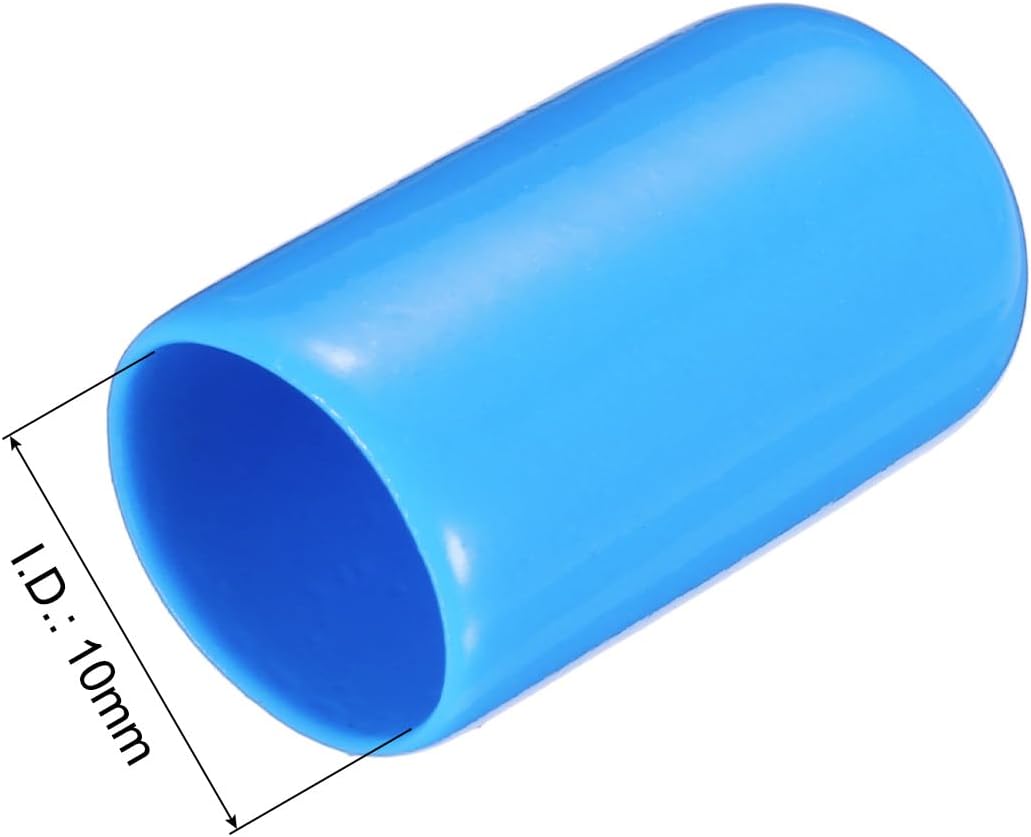 uxcell 20pcs Rubber End Caps 10mm(3/8") ID Vinyl PVC Round Tube Bolt Cap Cover Screw Thread Protectors,Light Blue