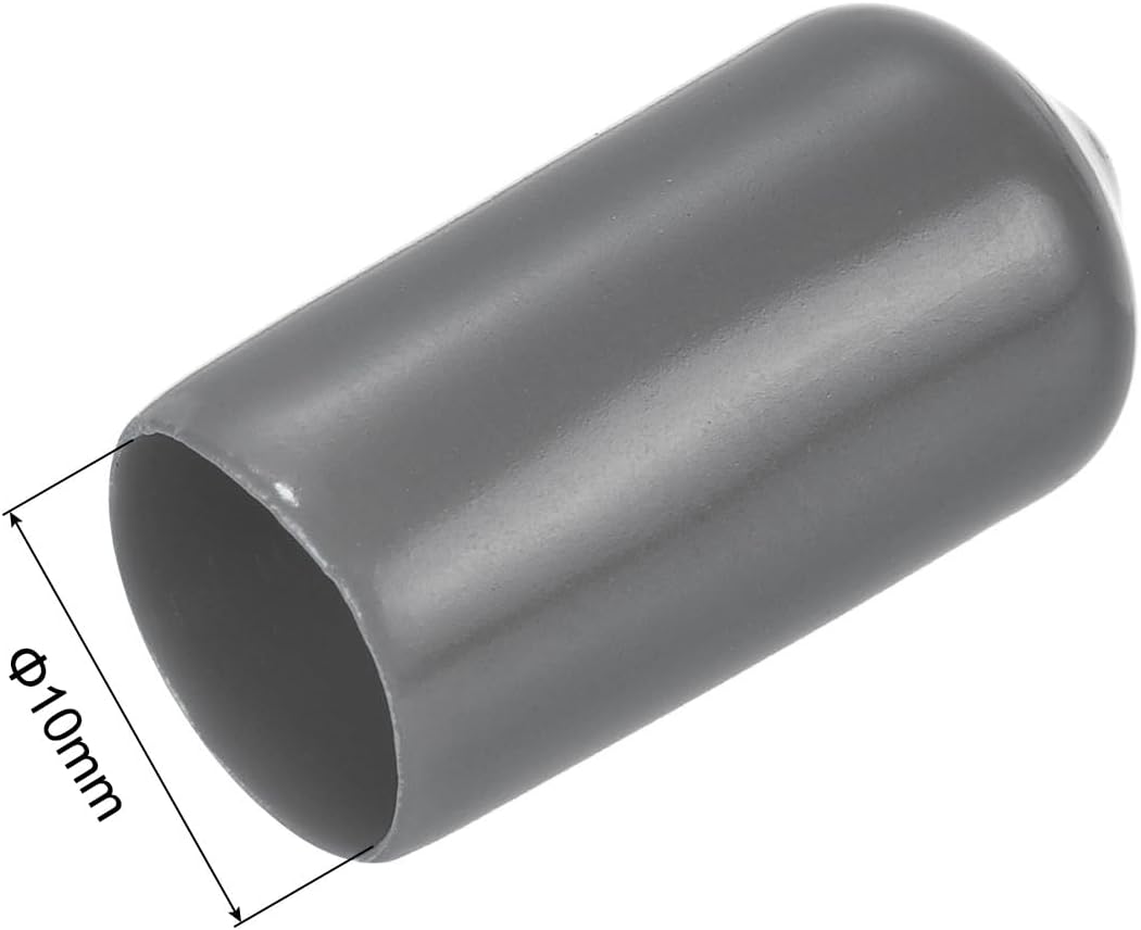 uxcell 20pcs Rubber End Caps 10mm(3/8") ID Vinyl PVC Round Tube Bolt Cap Cover Screw Thread Protectors Dark Grey