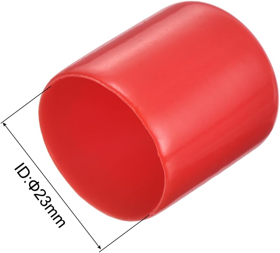 uxcell 20pcs Rubber End Caps 23mm ID Vinyl Round Tube Bolt Cap Cover Thread Protectors Red