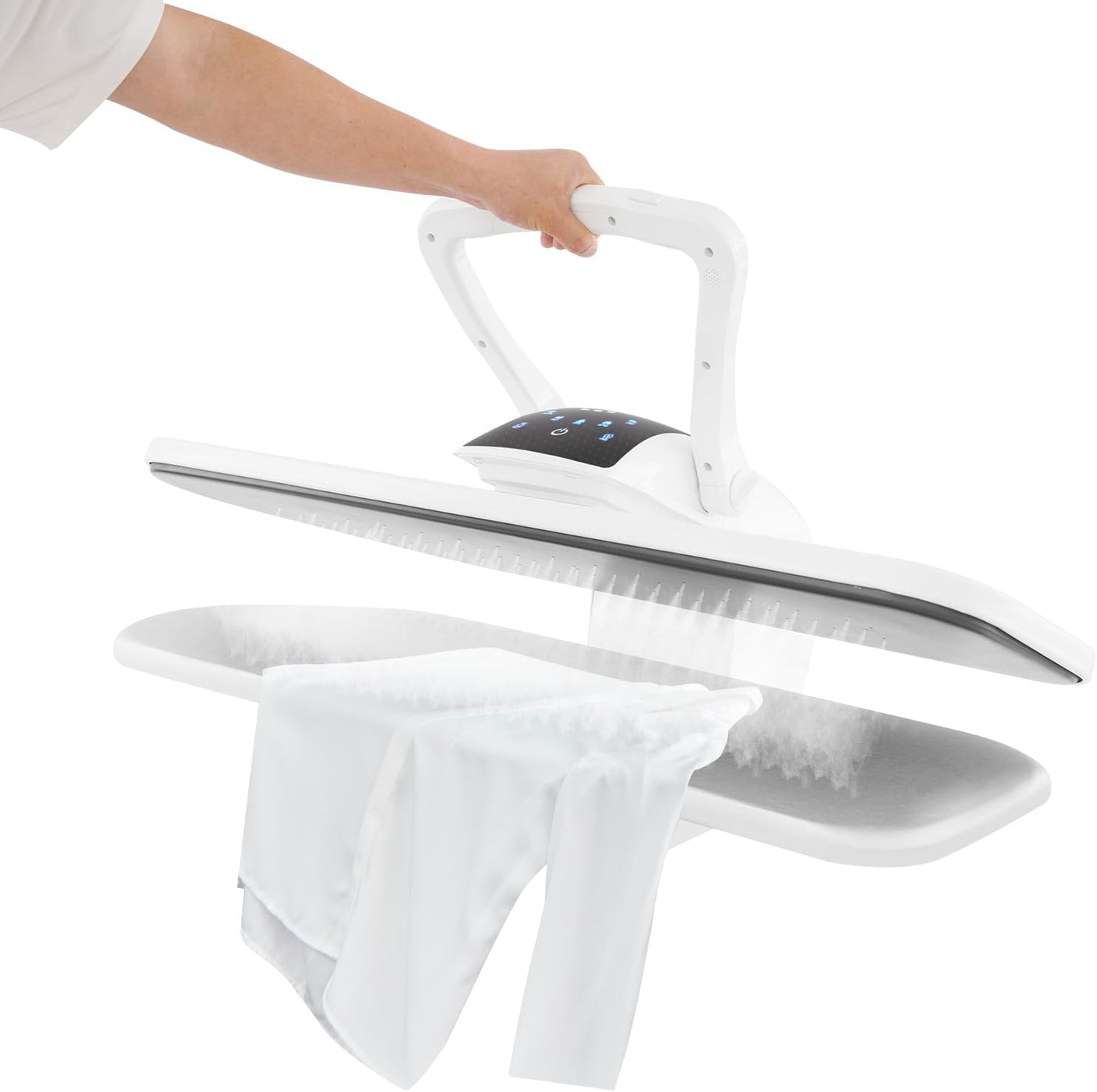 Intelligent Steam Press with 5 Fabric Setting Professional Steamer 1600W for Home/Business 36inch Non-stick Large Pressing Surface Auto Shutoff & Temp Settings Digital Touch Screen (White)