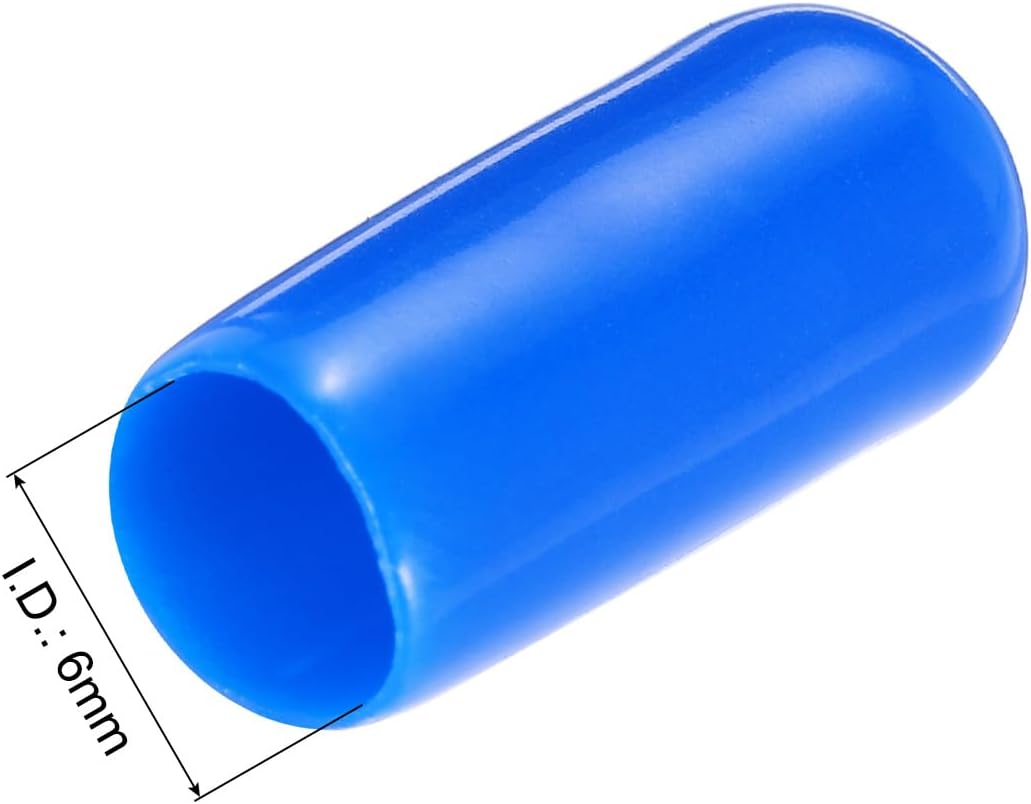 uxcell 20pcs Rubber End Caps 6mm(1/4") ID Vinyl PVC Round Tube Bolt Cap Cover Screw Thread Protectors,Blue