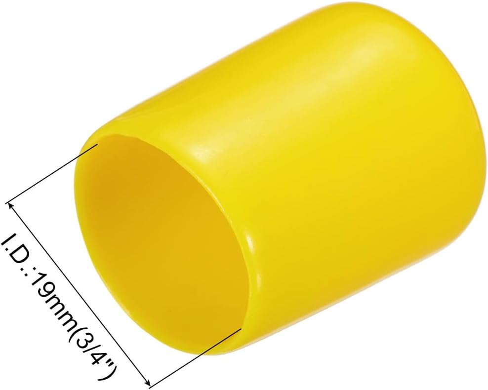 uxcell 20pcs Rubber End Caps 19mm(3/4") ID Vinyl PVC Round Tube Bolt Cap Cover Screw Thread Protectors Yellow