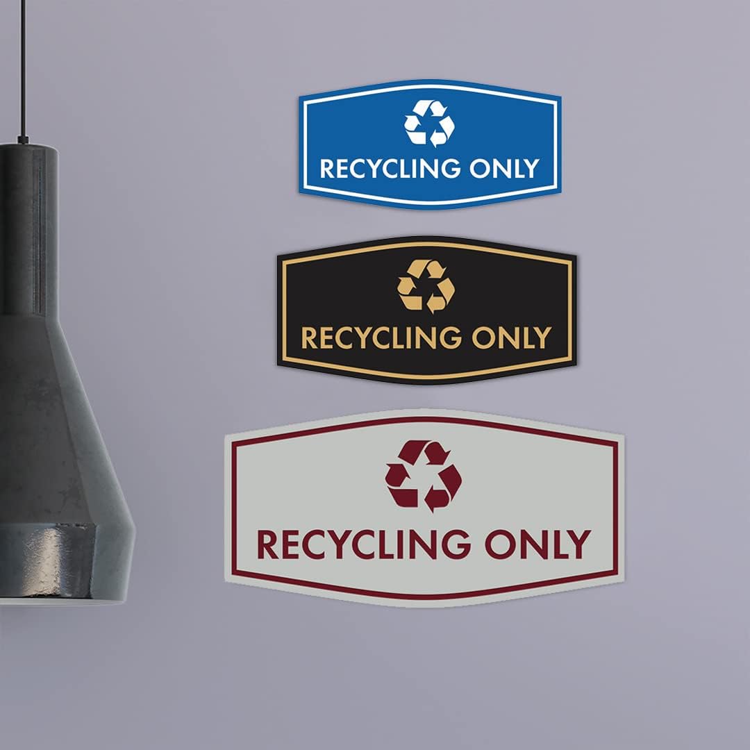 Fancy Recycling Only Sign (White/Red) - Large
