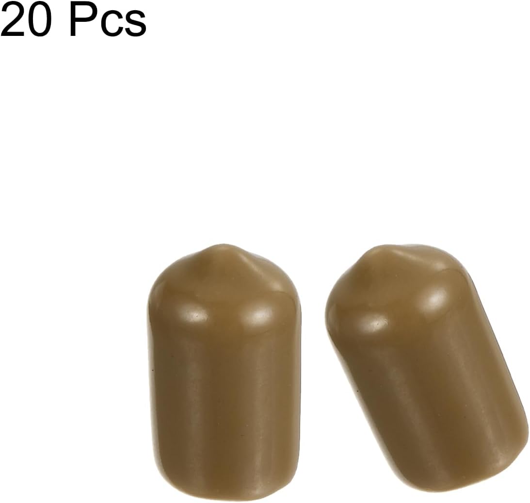uxcell 20pcs Rubber End Caps 9mm(3/8") ID Vinyl PVC Round Tube Bolt Cap Cover Screw Thread Protectors Light Brown