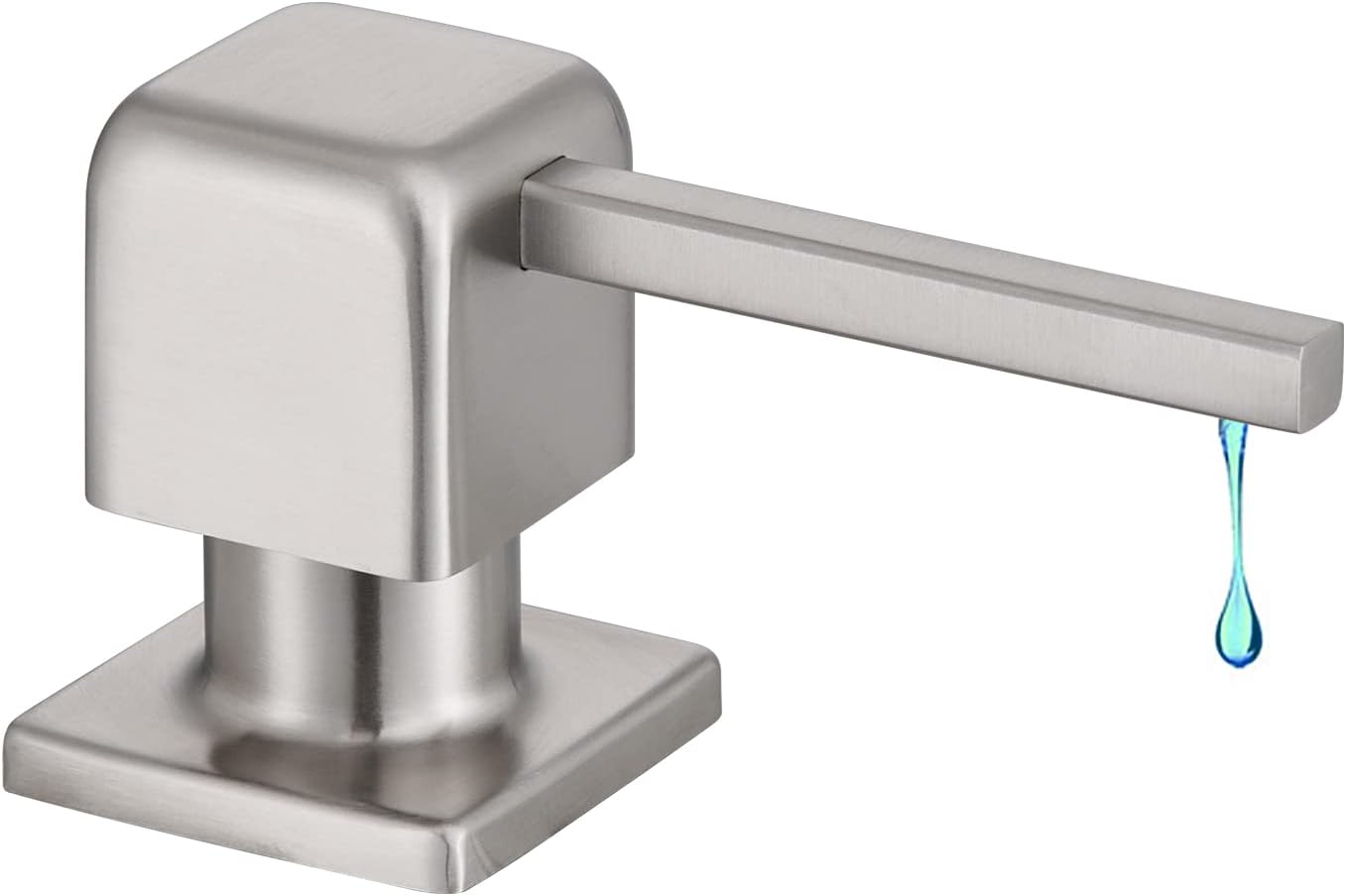 CREA Soap Dispenser for Kitchen Sink, Kitchen Soap Dispenser Brushed Nickel Square Built in Sink Soap Dispenser for Bathroom with 17 OZ Bottle