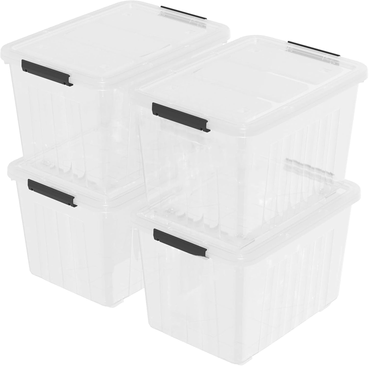 70 Quart Large Clear Storage Bins, Plastic Storage Box with Lids and Wheels, 4 Packs
