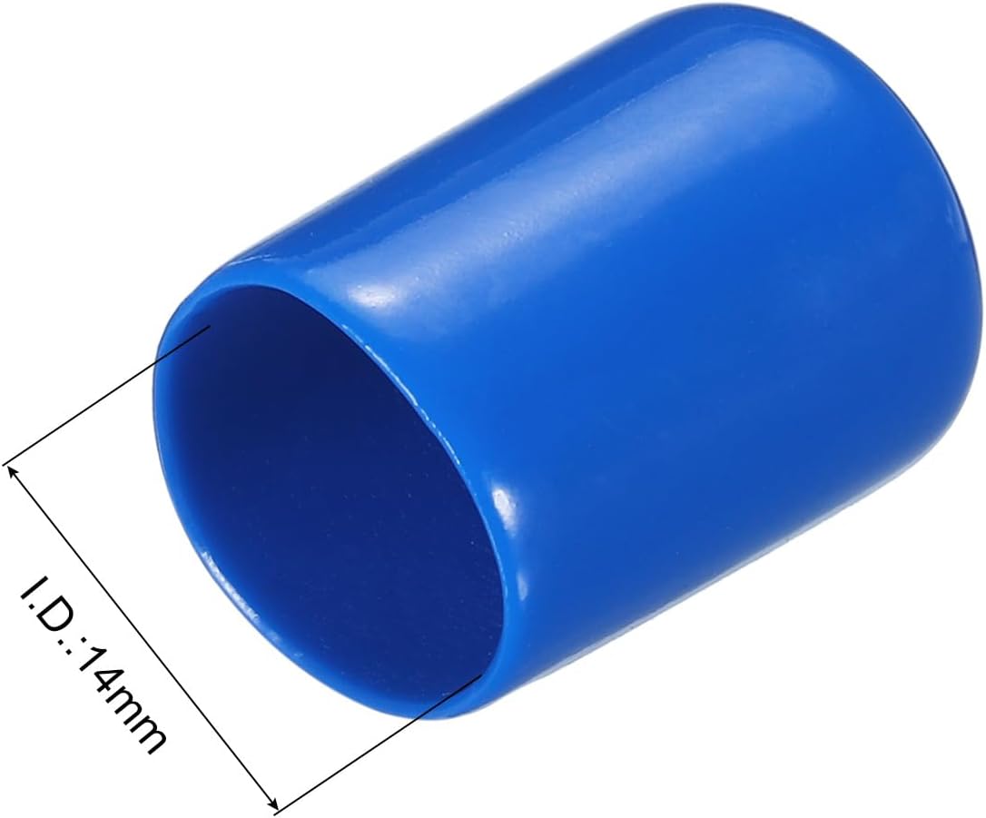 uxcell 20pcs Rubber End Caps 14mm ID Vinyl PVC Round Tube Bolt Cap Cover Screw Thread Protectors Blue