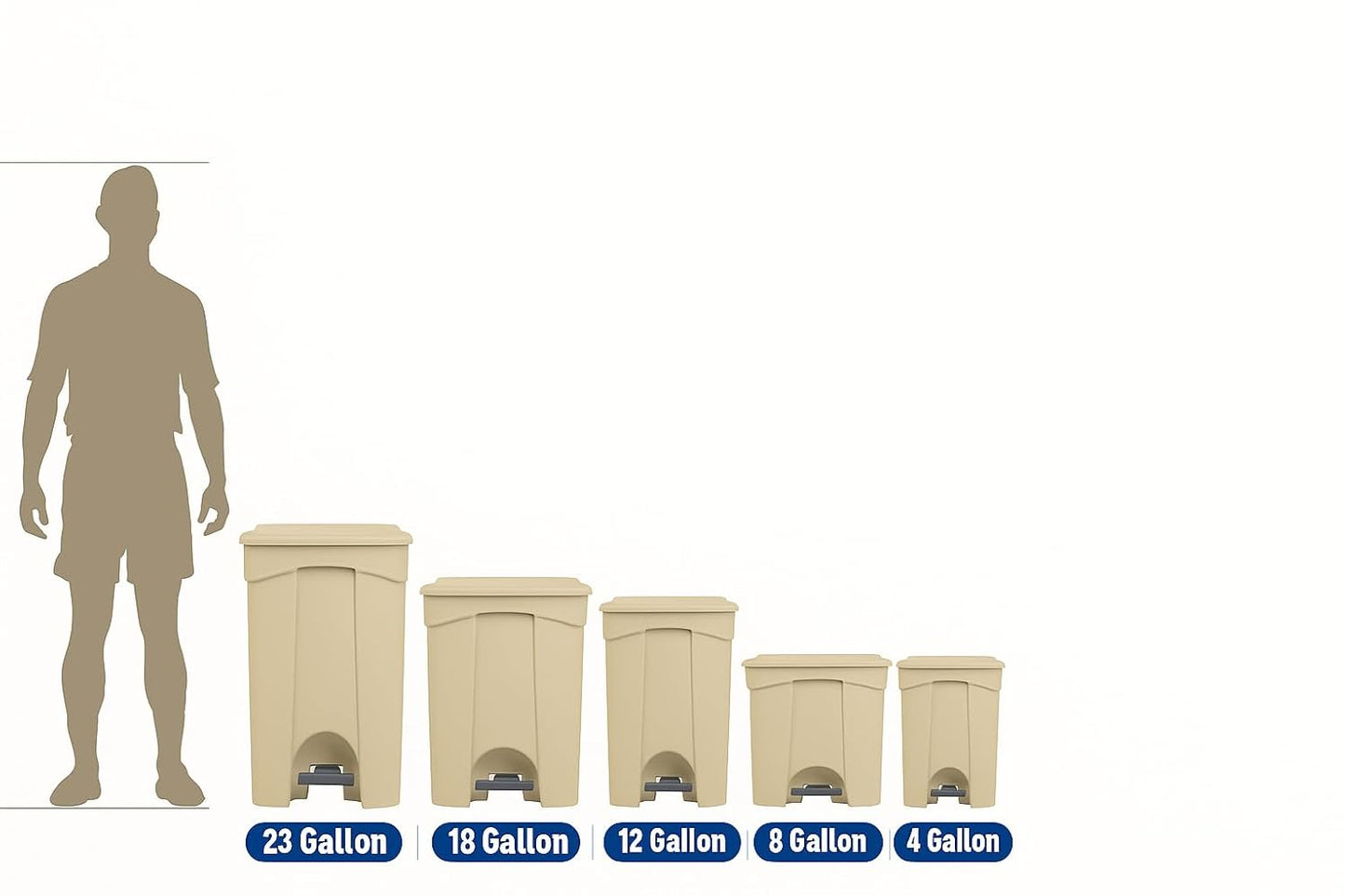 PRO&Family Step-On Trash Can with Lid, Plastic Waste Bin, Foot Pedal Operation (Red, 18 Gallon)