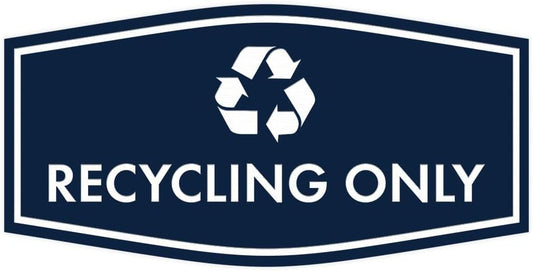 Fancy Recycling Only Sign (Navy Blue/White) - Medium