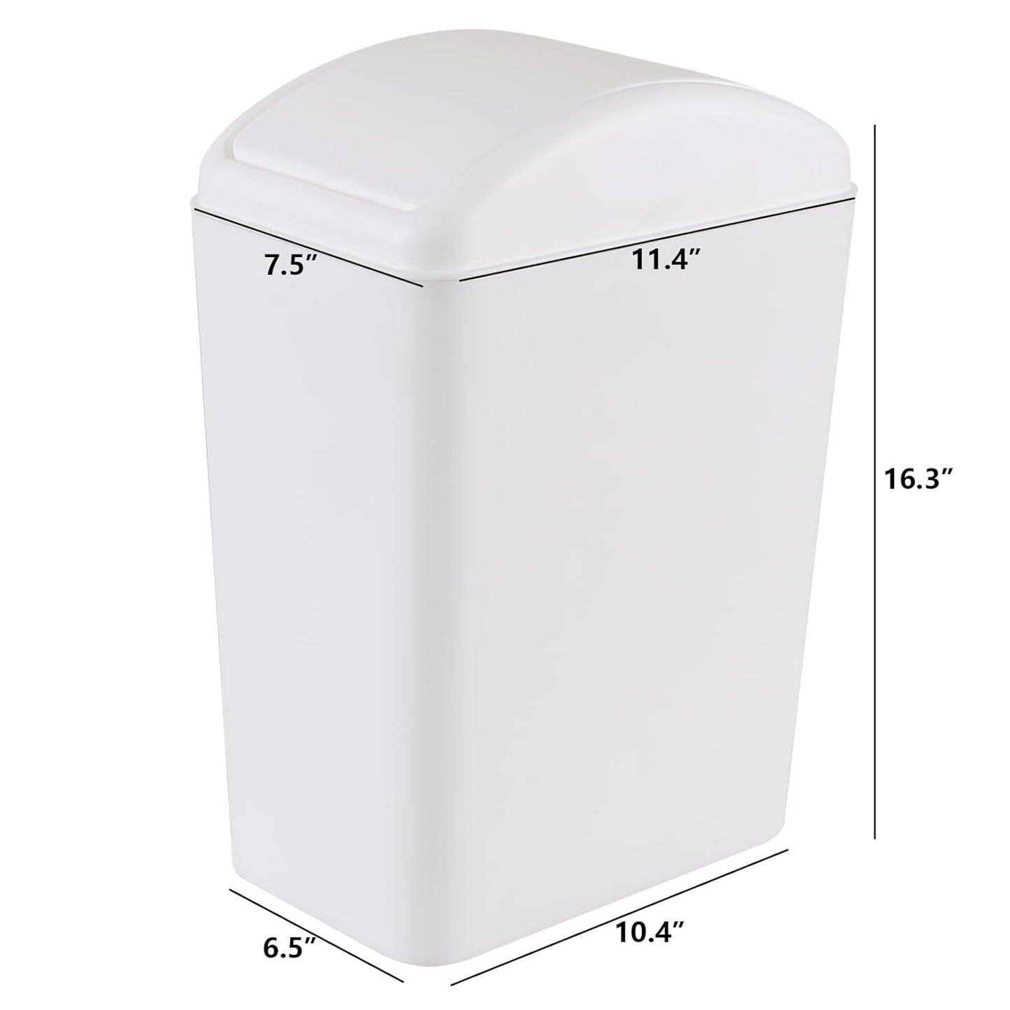 4.5 Gallon Plastic Swing Top Garbage Can, Swing Lid Trash Bins, White, 3-Pack