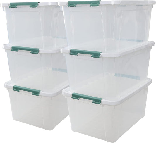 6-Pack 35 L Plastic Storage Box, Latch Storage Box with Lids