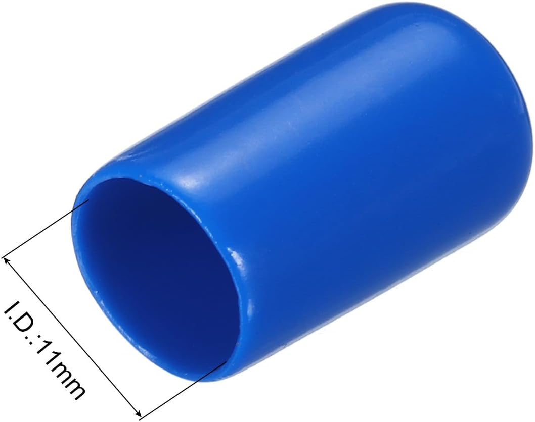 uxcell 20pcs Rubber End Caps 11mm ID Vinyl PVC Round Tube Bolt Cap Cover Screw Thread Protectors Blue
