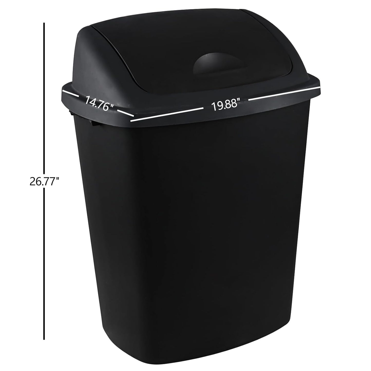 Teyyvn 18 Gallon Tall Plastic Kitchen Trash Can with Swing Lid, 4 Pack Large Plastic Swing Top Waste Bin, Black