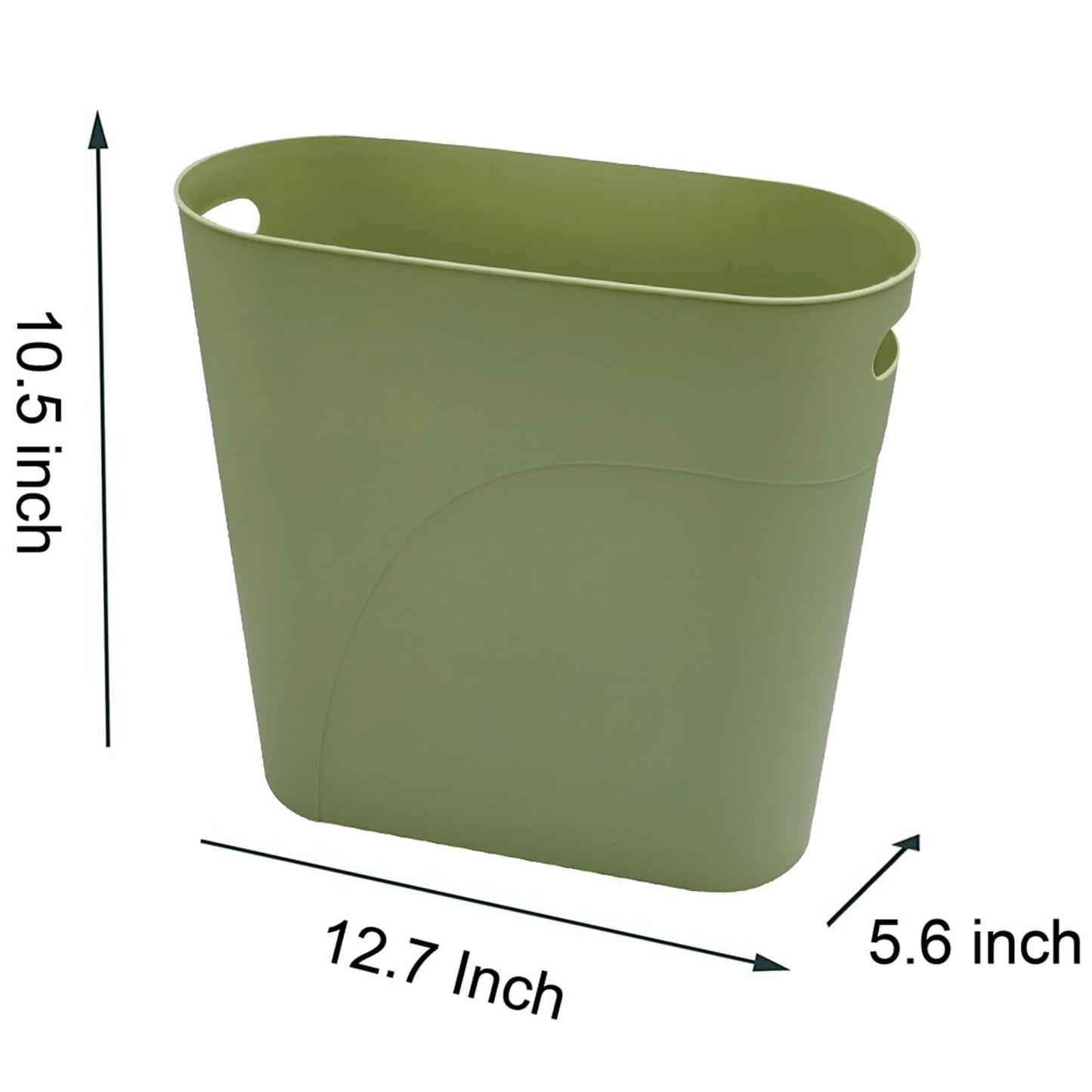 Small Trash Can Plastic Bathroom Wastebasket 3.2 Gallon Slim Garbage Container Bin with Handle for Home Kitchen Bathroom Bedroom Office, 2 Pack (Green)