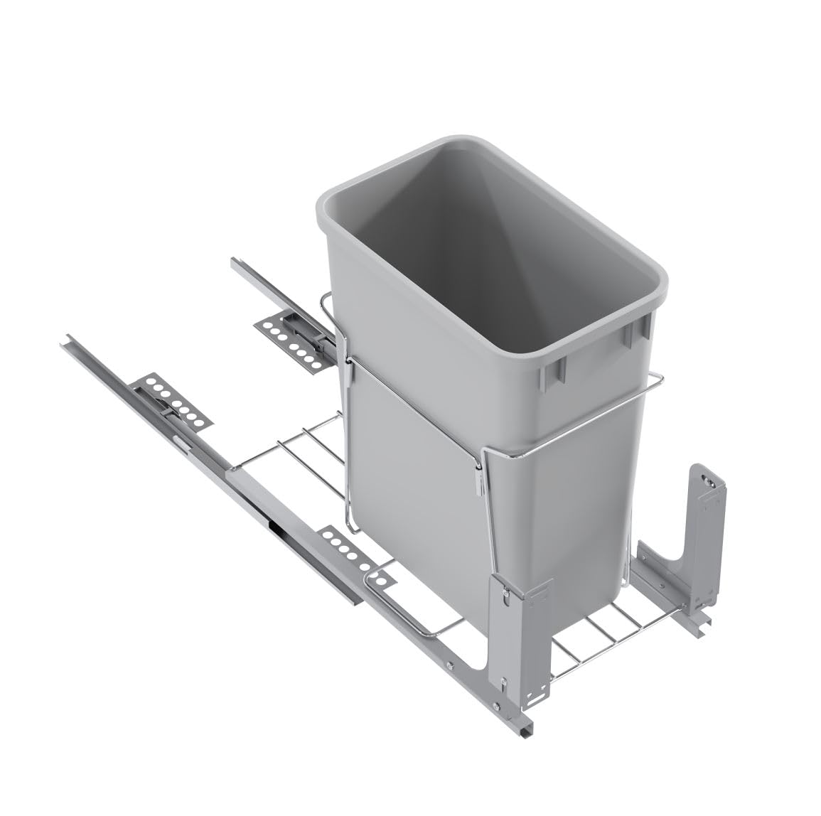 Dowell B15 Aluminum Base Wastebasket Pullout with Door Mount and 35Qt/9Gal Plastic Bin (4012 0115+35)