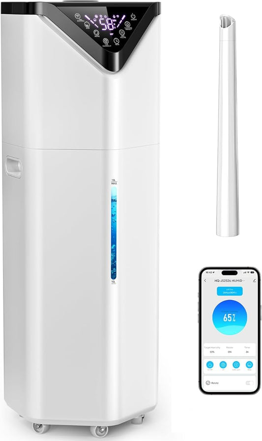 5Gal Smart Humidifier Large Room up to 2800ft², 1000mL/h, APP & Remote Control, 180° Auto Rotating Nozzle, 24H Timer, 60H Supersized Cool Mist Humidifiers for Whole House Home Office Plants