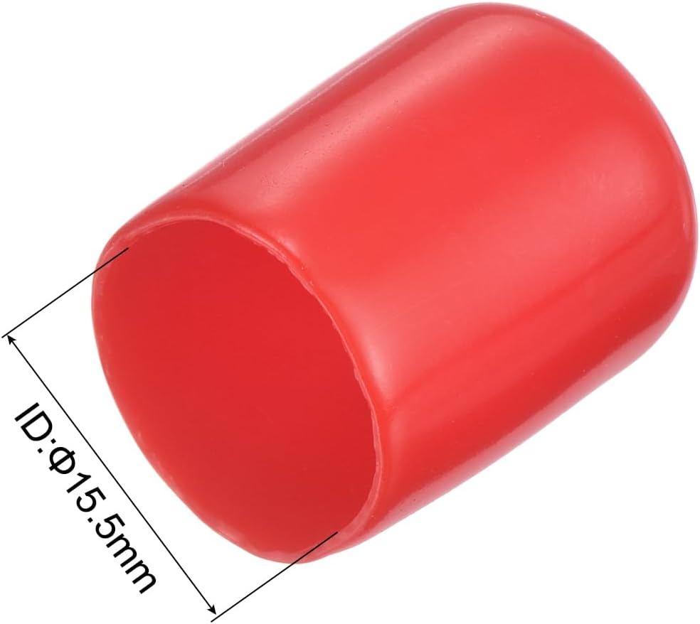 uxcell 20pcs Rubber End Caps 15.5mm ID Vinyl Round Tube Bolt Cap Cover Thread Protectors Red