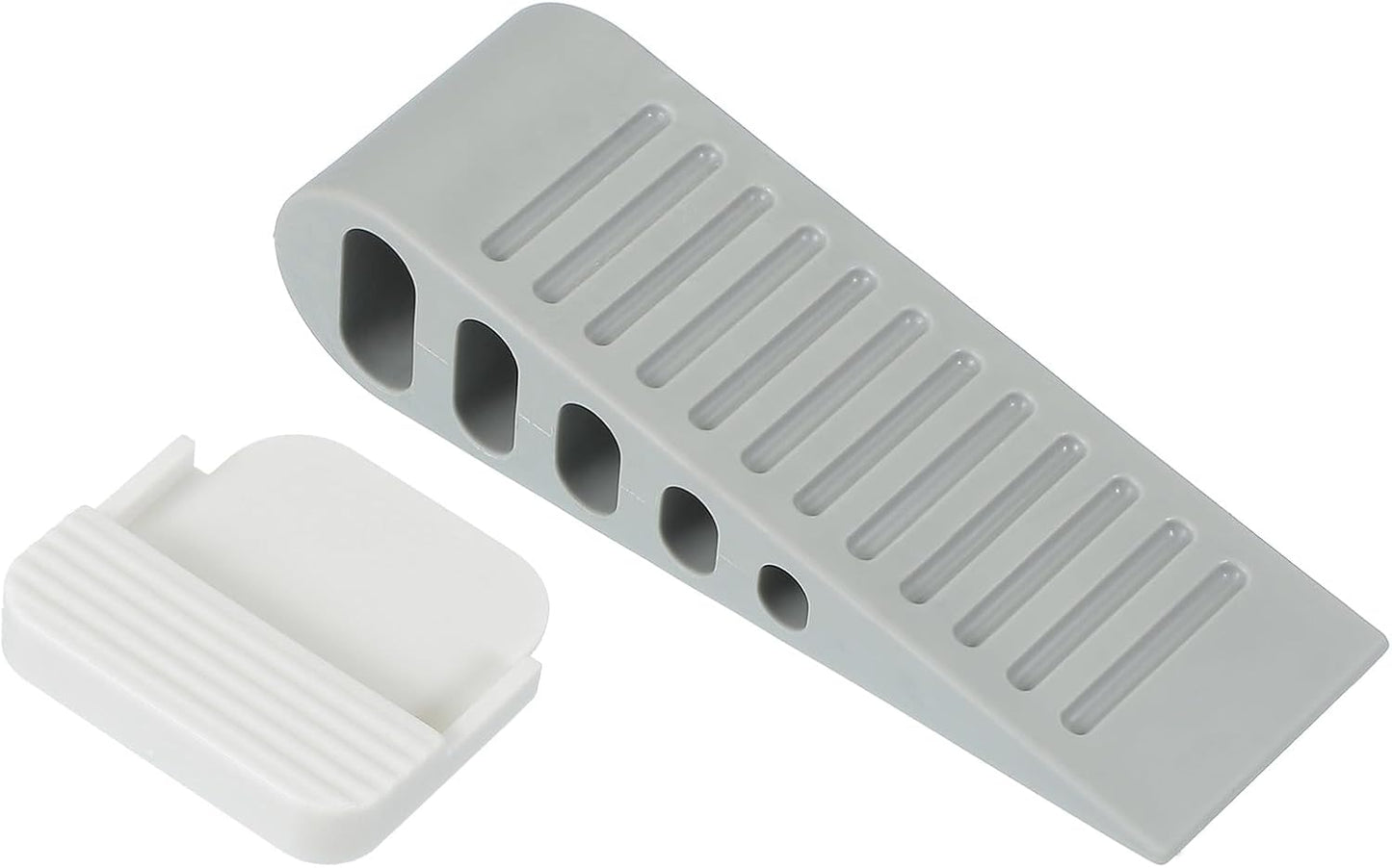 PATIKIL Rubber Door Stoppers for Bottom of Door, Door Wedge Stopper with Holder Sturdy Stackable Doorstop Wall Protector for Home Office Floor Concrete Tile, Gray