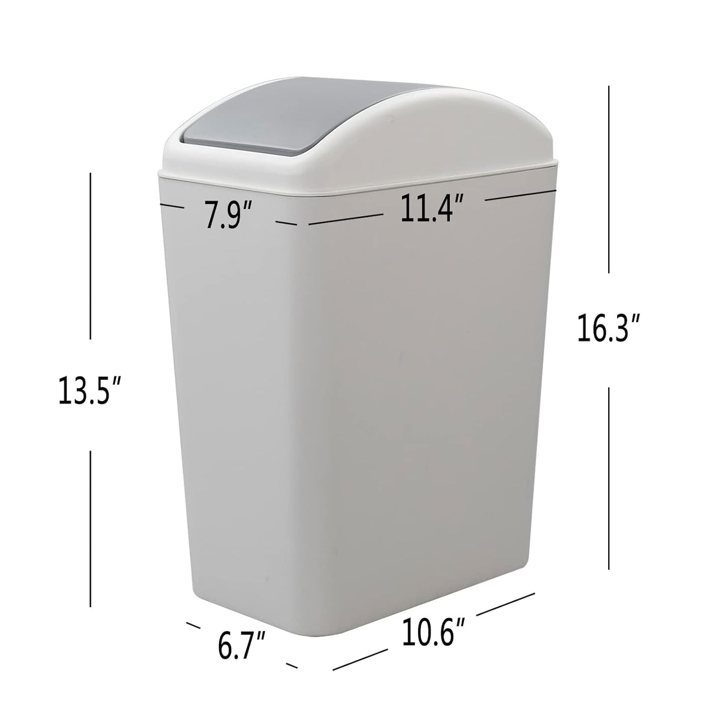 4.5 Gallon Plastic Waste Can, Garbage Can with Swing Lid, Trash Can, 1 Pack (Grey)