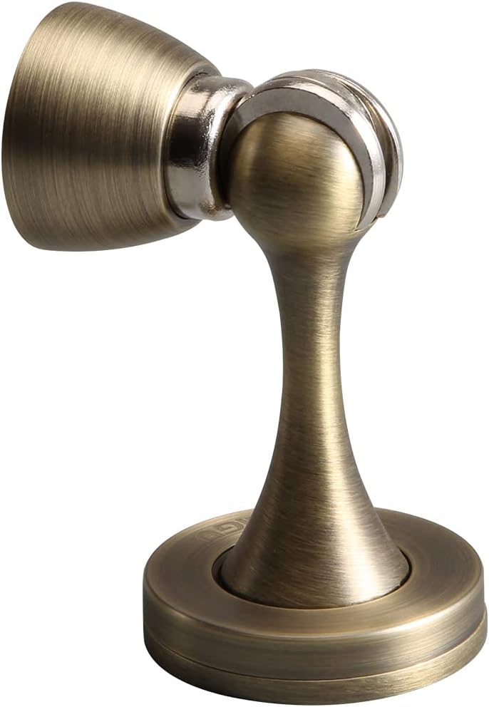 YAGU Door Stopper 6 Pack Magnetic Door Stops, Zinc Alloy Brushed Bronze Door Catch Door Holder Wall Floor Mounted, Metal Soft-Catch