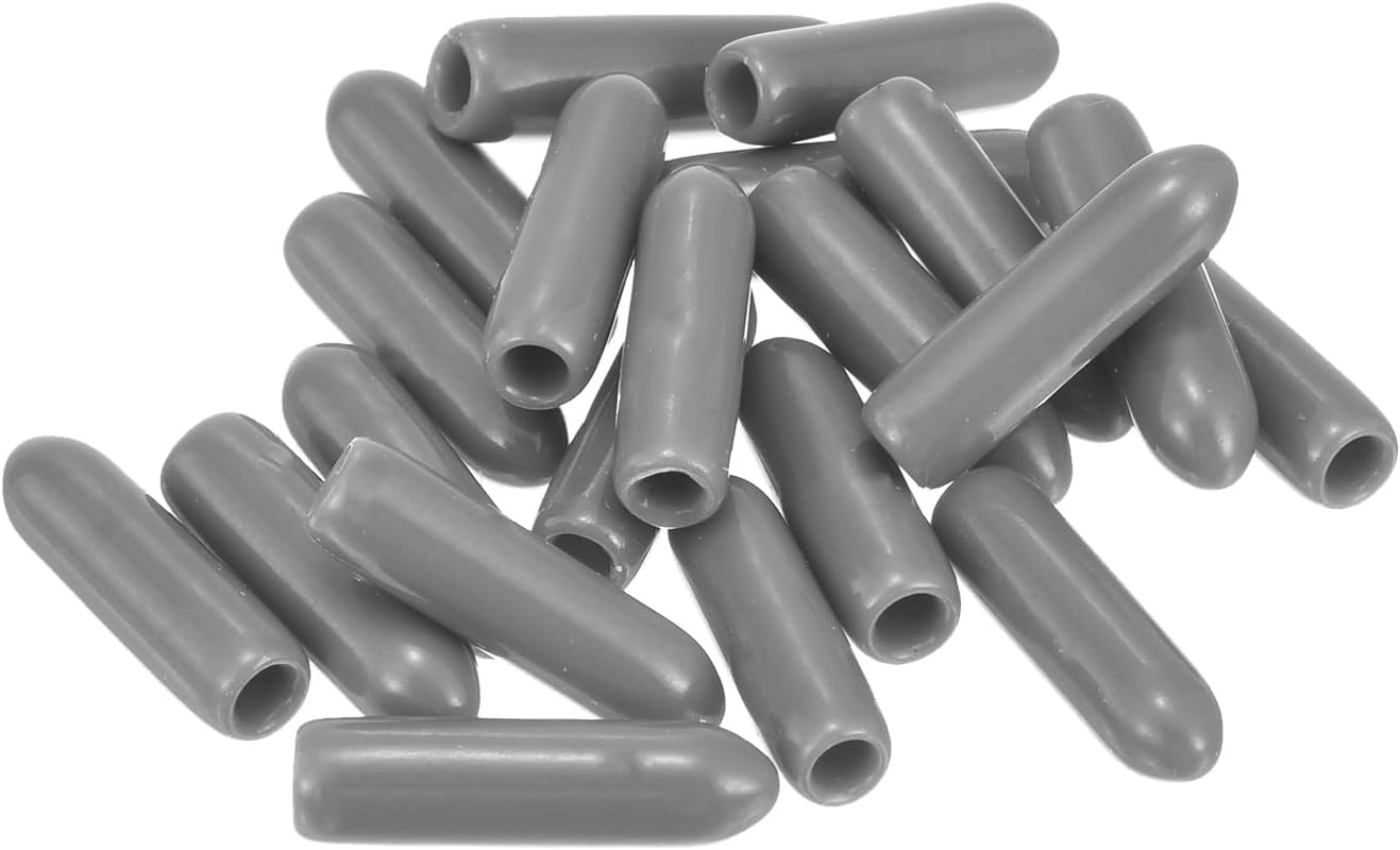 uxcell 20pcs Rubber End Caps Protective Caps 2.5mm ID Vinyl PVC Round Tube Bolt Cap Cover Screw Thread Protectors, Light Grey