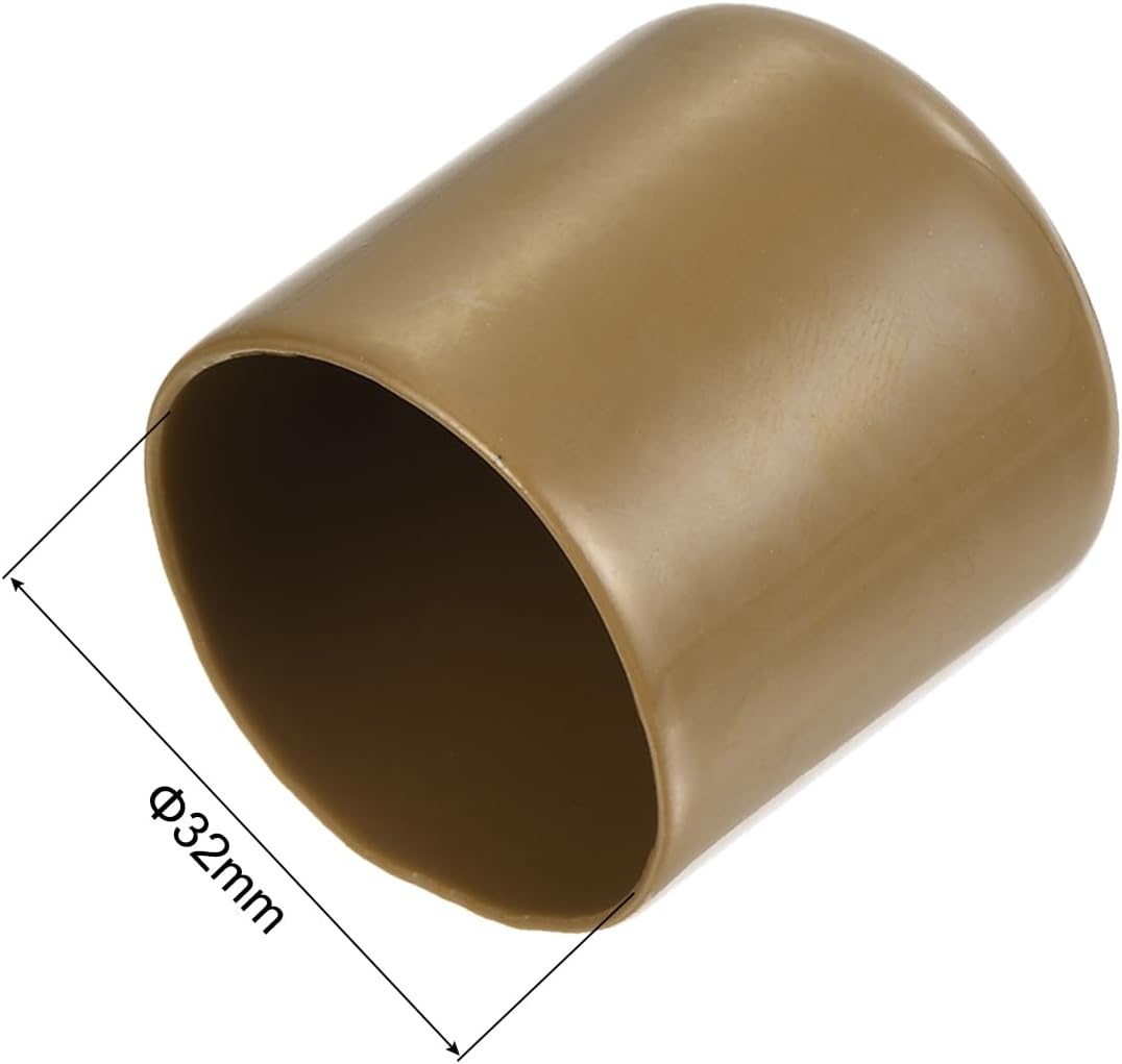 uxcell 20pcs Rubber End Caps 32mm(1 1/4") ID Vinyl PVC Round Tube Bolt Cap Cover Screw Thread Protectors Light Brown
