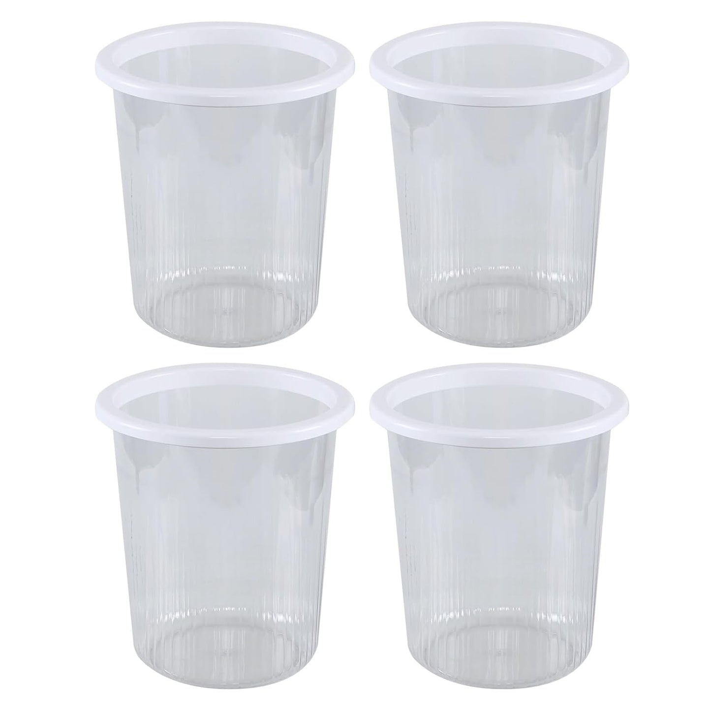 4-Pack Waste Basket Plastic, Small Plastic Garbage Can, Clear, 4 Gallon