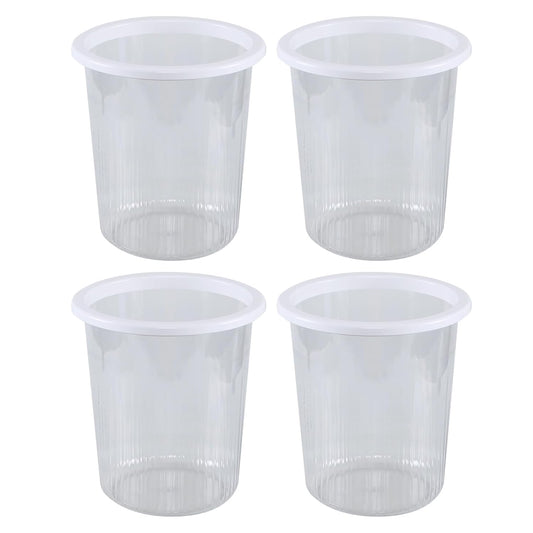 4-Pack Waste Basket Plastic, Small Plastic Garbage Can, Clear, 4 Gallon