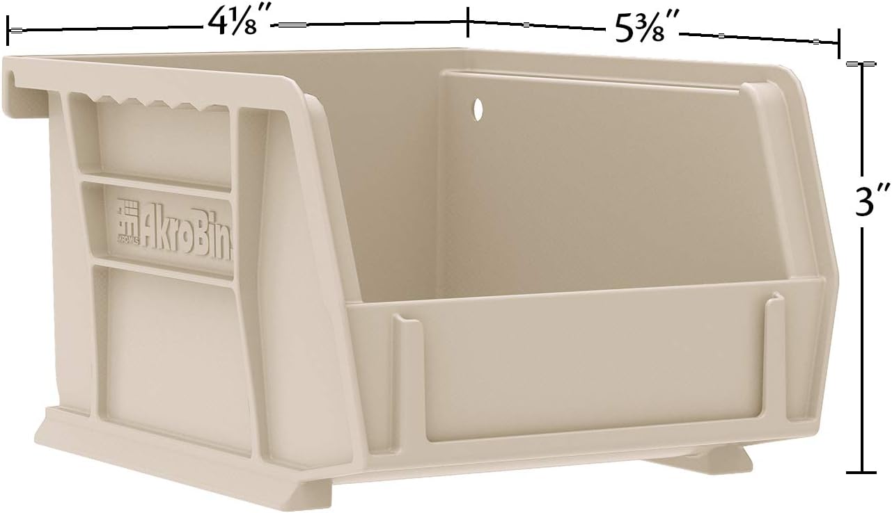 Akro-Mils 30210 AkroBins Plastic Storage Bins, Space-Saving Stackable Bins for Garage, Pantry, Craft Organization, 5" x 4" x 3", Blue, 24-Pack