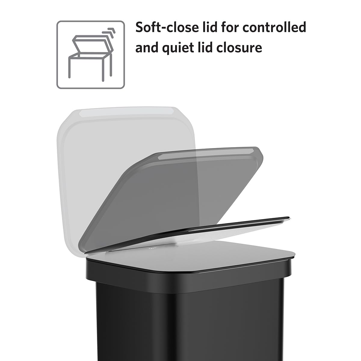 Glad Stainless Steel Step Trash Can, Series 2 with Clorox Protection - Large Black Kitchen Garbage Bin with Soft Close Lid, Foot Pedal and Waste Bag Roll Holder, 20 Gallon