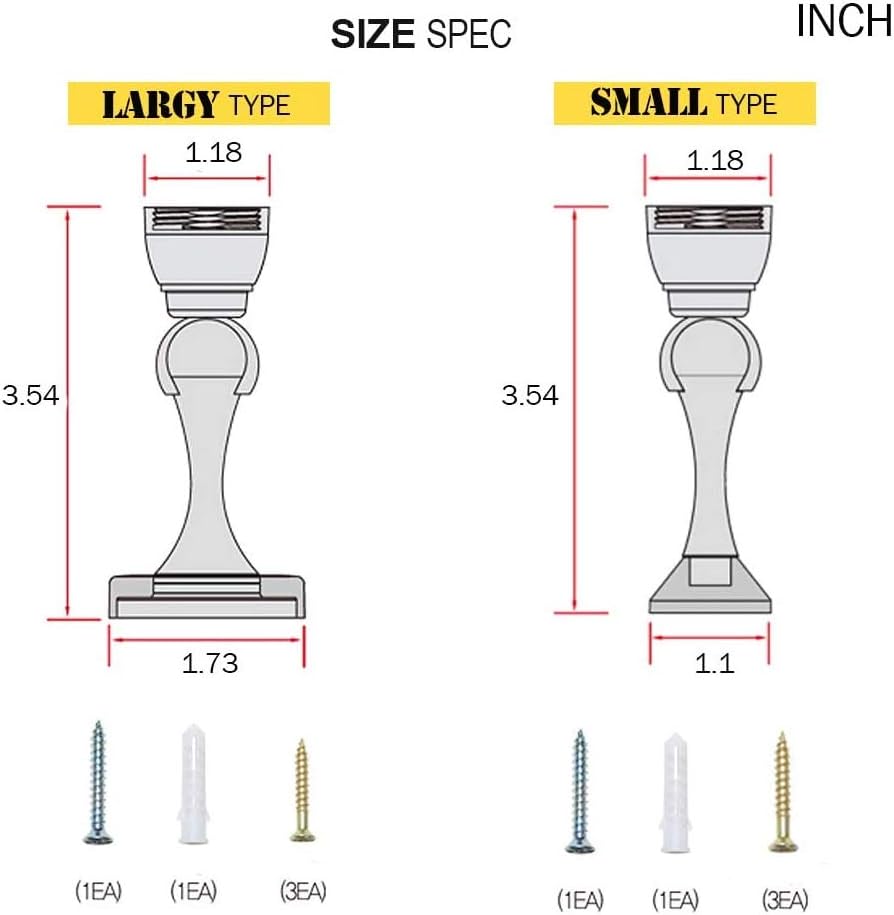 Magnetic Door Stop, Stainless Steel, Magnetic Door Catch, Door Holder, Door Stops, Wall Mounted, Floor Mounted, Door Banging Prevention (Large x 2pack, Satin Nickel)