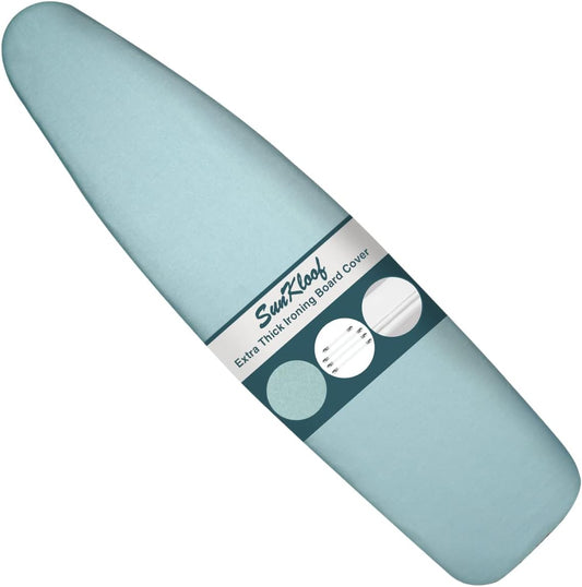 Ironing Board Cover and Pad, Resist Scorching and Staining, 15x54 Reflective Silicone Ironing Board Cover with Thick Padding Extra Thick with Elastic Edges 4 Fasteners