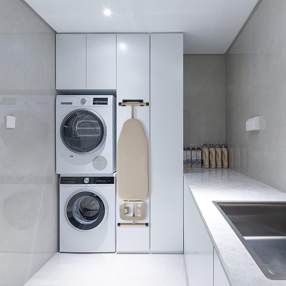 Ironing Board Hanger Wall Mount Ironing Board Holder Organizer Wall Rack for Laundry Rooms Storage Rack Hanging Shelf Hanger (Black-4 PCS)