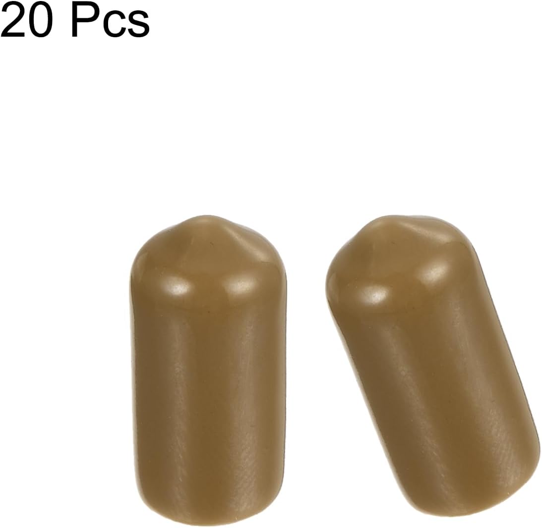 uxcell 20pcs Rubber End Caps 7.5mm ID Vinyl PVC Round Tube Bolt Cap Cover Screw Thread Protectors Light Brown