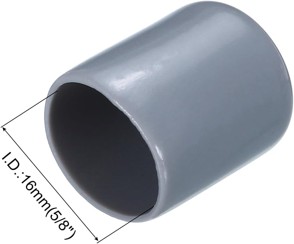 uxcell 20pcs Rubber End Caps 16mm(5/8") ID Vinyl PVC Round Tube Bolt Cap Cover Screw Thread Protectors Grey