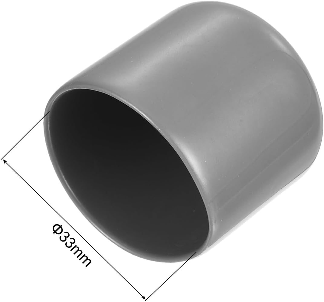 uxcell 20pcs Rubber End Caps Protective Caps 33mm ID Vinyl PVC Round Tube Bolt Cap Cover Screw Thread Protectors, Light Grey